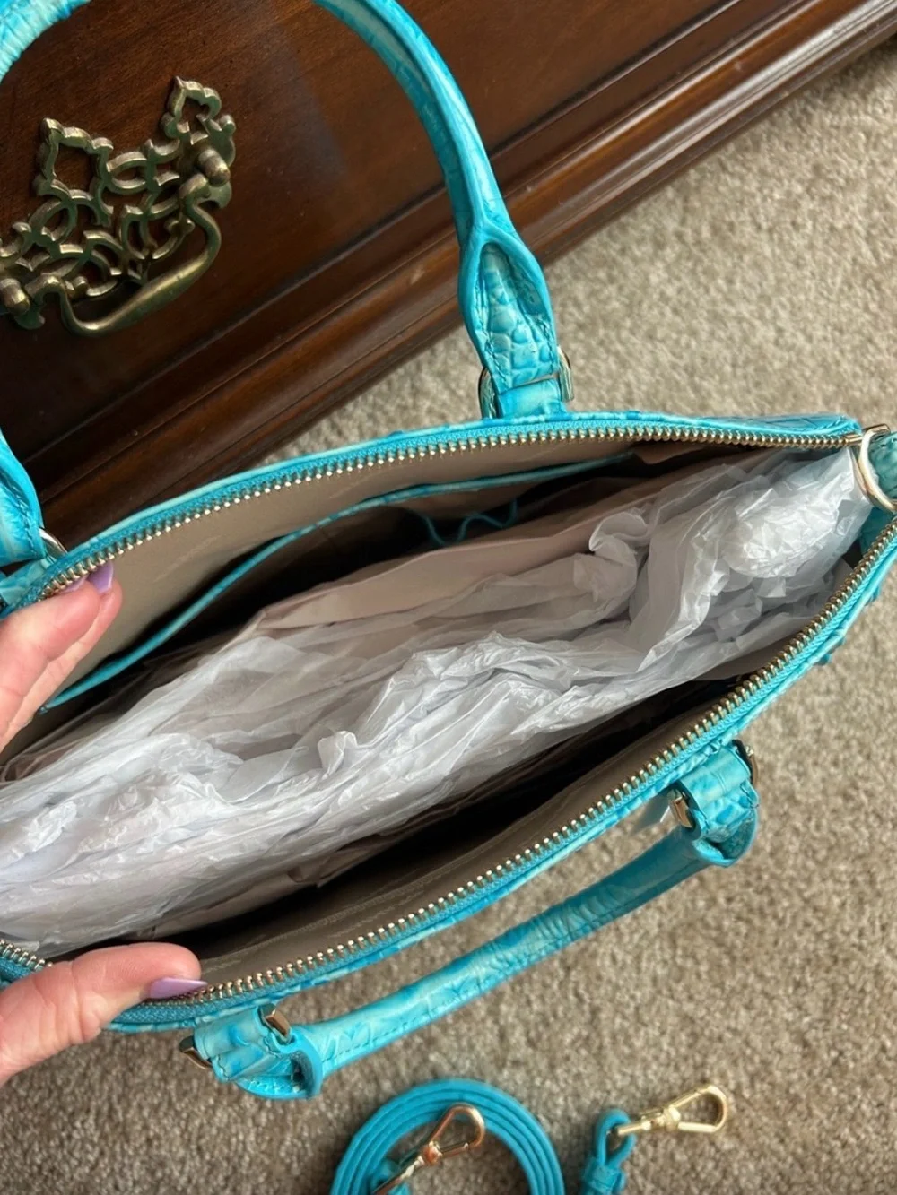 Brahmin croc embossed